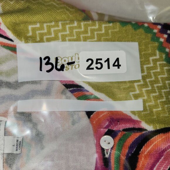 Joseph A. Womens L Multicolor Button-Front Knit Top Zigzag Pattern 3/4 Sleeves 2 - Picture 6 of 6